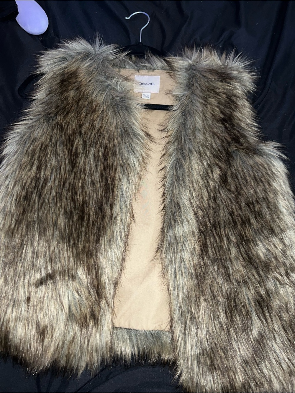Cherokee Faux Fur Vest in Mixed Brown & Cream Tones
